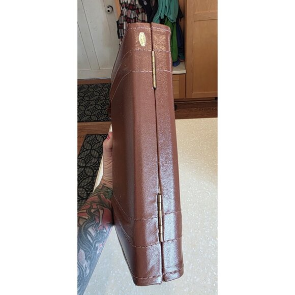 Vintage 1970's Backgammon Suitcase Board Game Brown Tan Felt 15" Faux Leather - Picture 11 of 11